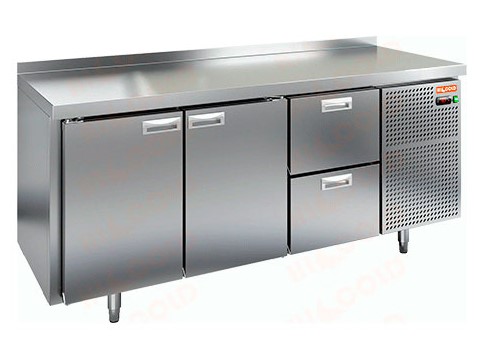 Холодильный стол HICOLD SN 112/BT, бок, 2 ящика, 2 двери (-18...-10°С)